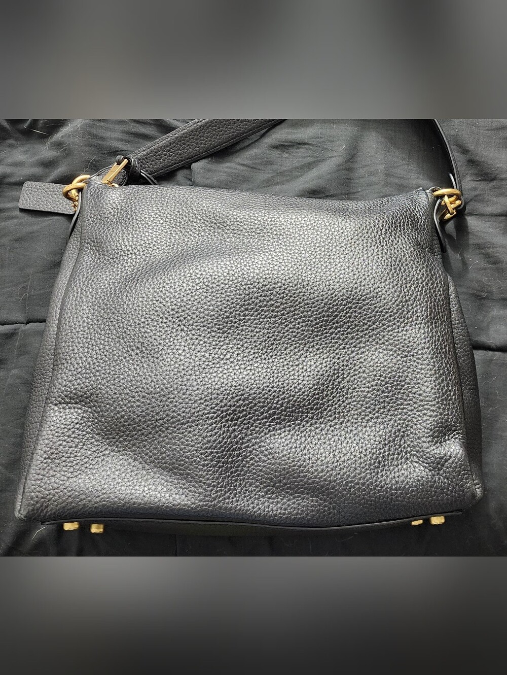 Coach Black Leather Shay Shoulder Bag with Gold Hardware